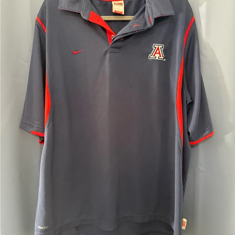 Nike University of Arizona Fit Dry Golf Polo Navy Blue with Red Accents - Picture 1 of 3